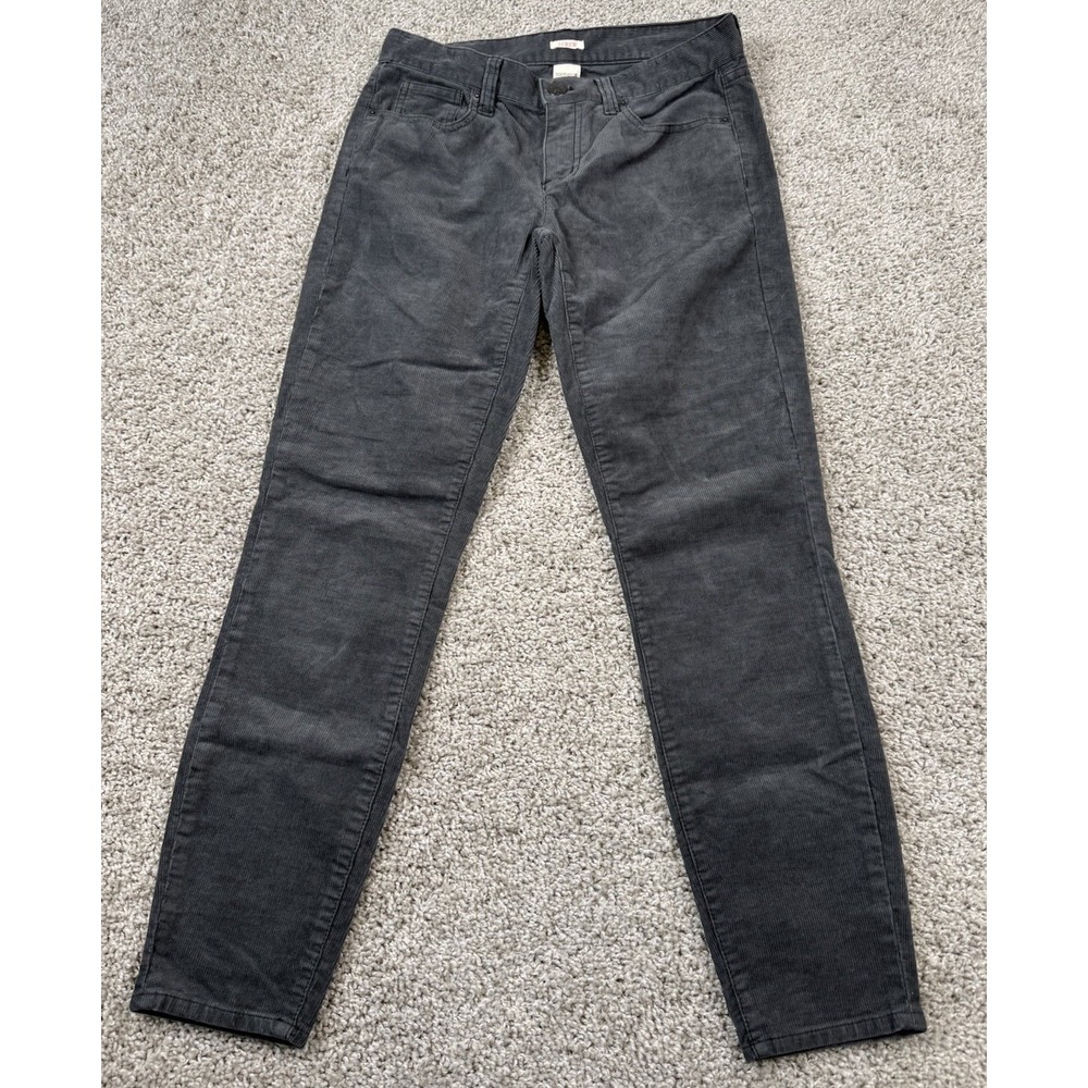 J Crew Womens Toothpick Corduroy Pants Gray Chino Skinny Casual Size 27